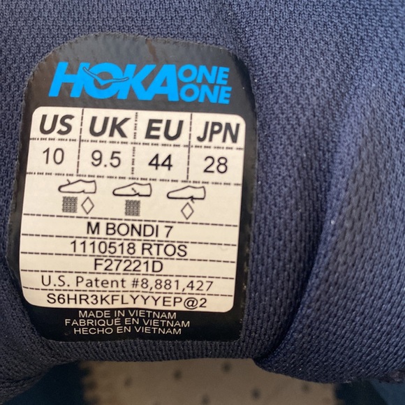 Hoka One One Bondi 7 Wide EE Real Teal, Outer Space Sz 10 - Picture 9 of 16